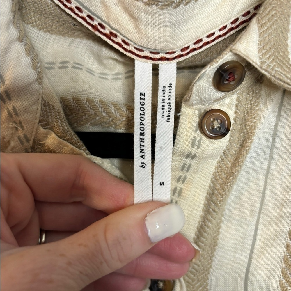 Anthropologie Delphine Textured Button Front Tuni… - image 7